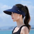 thumbnail image 5 of Sombrero de verano para mujer, protección UV, para playa, ciclismo, resistente al viento, con la parte superior vacía, extraíble, ala grande, 5 of 5