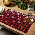 thumbnail image 4 of Christmas Placemats Set of 4, Snowflake Place Mats Winter Snow Red Black Buffalo Plaid Placemat Table Decoration for Kitchen Table Dinner Xmas Holiday Party Home Decor Indoor Outdoor 13x19 Inch, 4 of 9