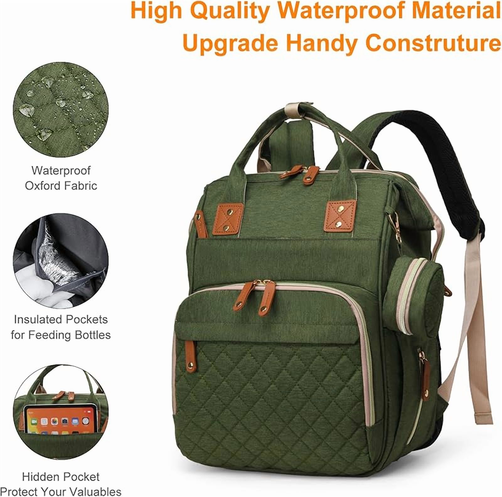 Diaper Bag with Changing Station, Waterproof 3 in 1 Baby Diaper Backpack with Foldable Changing Pad, Large Travel Back Pack for Baby Girl Boy, Baby essentials