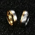 thumbnail image 4 of EOEMY 18K Gold Plated Cz Stainless Steel Couple Rings Sz 5-13 Gold&Silver Wedding Band, 4 of 8