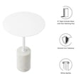 thumbnail image 3 of Modway Lyric Round Marble & Iron Side Table with Cylinder Base in White, 3 of 10