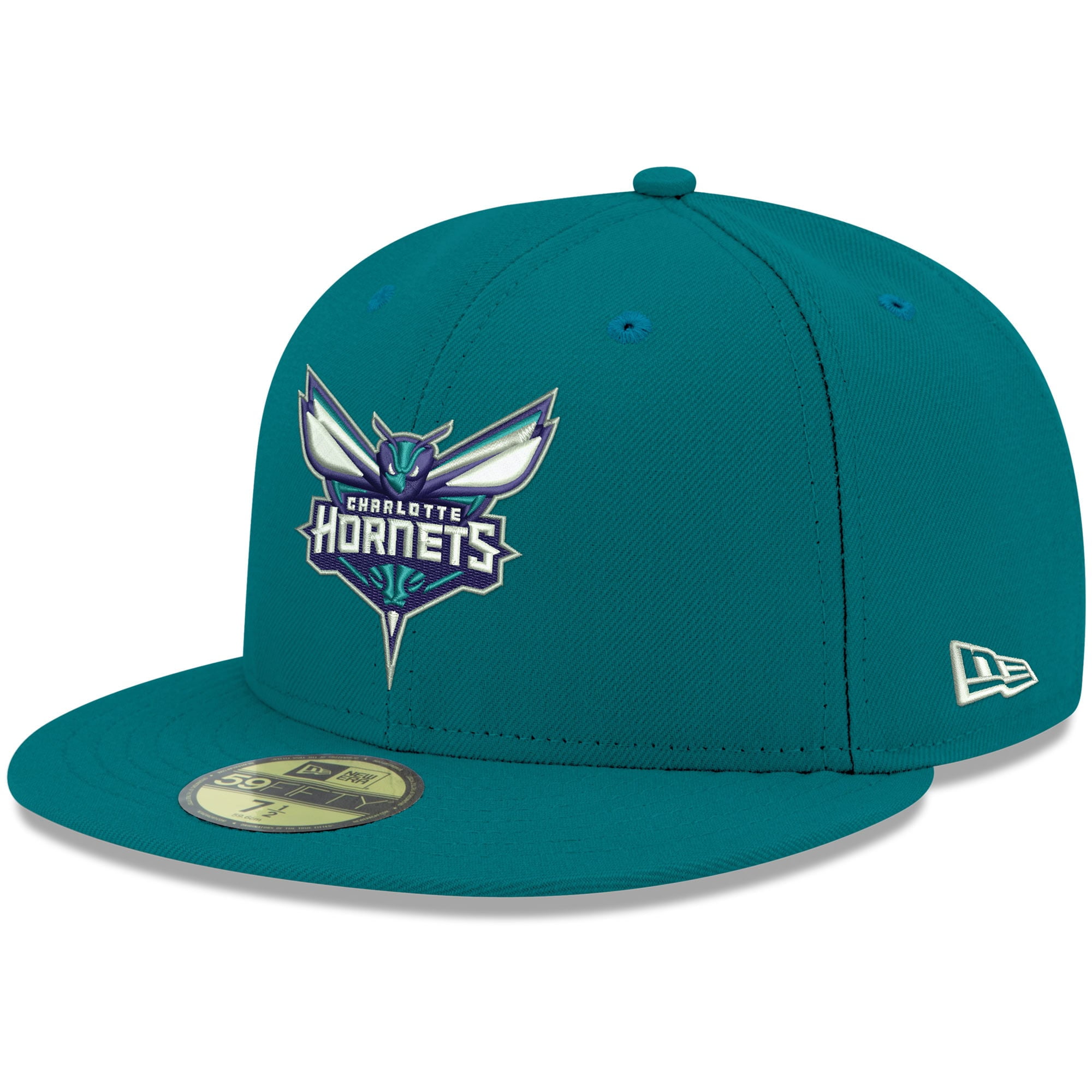 Men's New Era Teal Charlotte Hornets Official Team Color 59FIFTY Fitted Hat