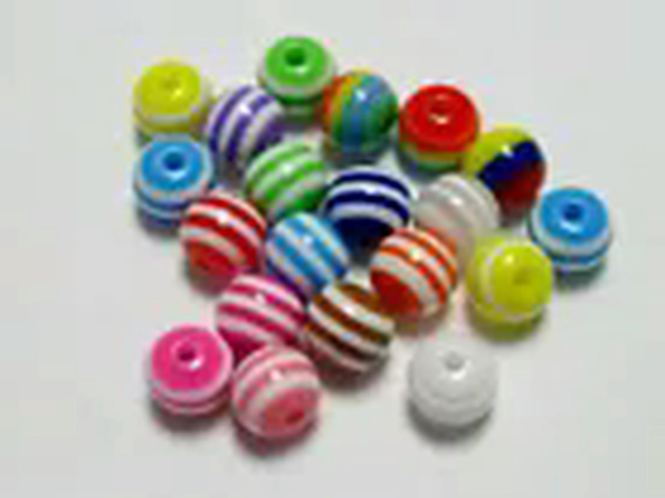 U8MO 1000 Mixed Colour Stripes Acrylic Round Beads 8mm Kid Crafts Jewelry Making
