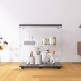 thumbnail image 5 of Glass Display Cabinet with 2 Shelves and 2 Doors, Freestanding Curio Storage Cabinet with Fixing Device and Adjustable Feet, Hand-Made Display Rack with 40LBS/Shelf for Bedroom, Living Room, Black, 5 of 9