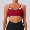 thumbnail image 3 of SPZTSX Womens Double Layered Padded Sports Bra Color Block Spaghetti Straps Stretchable Bralette for Workout Yoga, 3 of 5