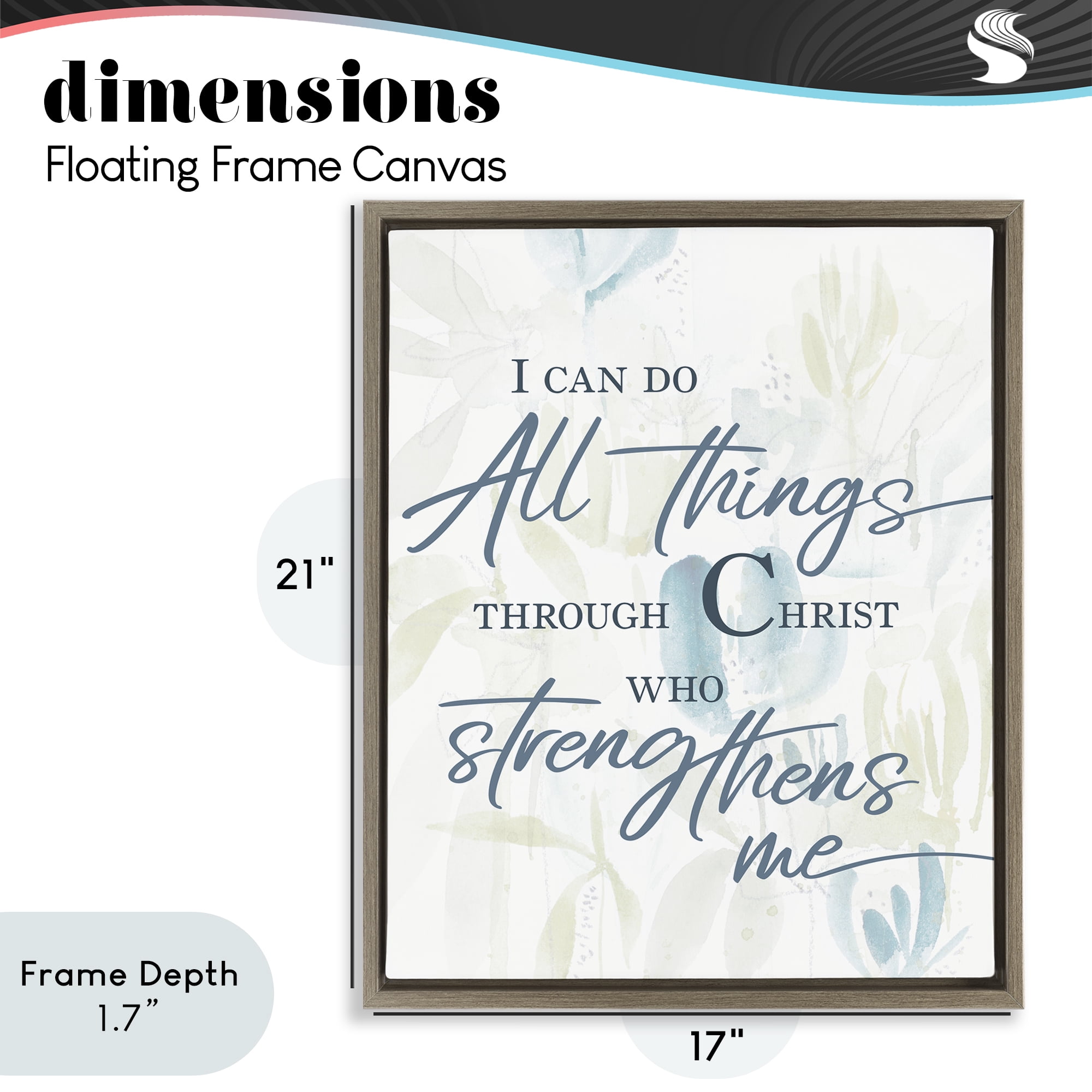 Stupell Industries All Things Through Christ Brown Framed Floater Canvas Wall Art, design by Krinlox