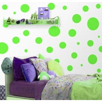 Lime Green Polka Dot Wall Decals Wall Room Decor Stickers Includes (63)Wall Dots 1” - 6.5”