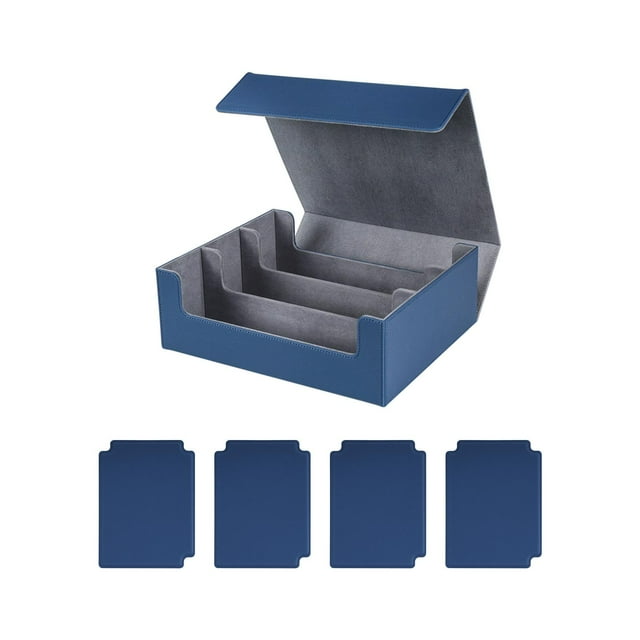 Bunblic Étui pour Cartes 1800+ Boîte de Deck Organisateur Robuste pour Cartes de Basketball Bleu Doublé en Gris
