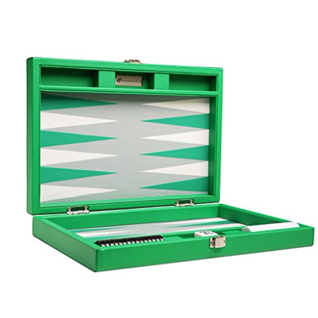 Juego de backgammon de tablero verde Silverman de 13 pulgadas Silverman & Co. 0782301085084