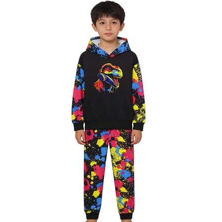 Toddler Boys Outfits Kids Graphic Print Hoodie And Jogger Casual Two Piece Outfit With And Play Fashion Sweatshirts and Sweatpants 12-13 Years