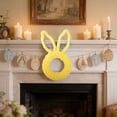 thumbnail image 5 of Yellow Easter Bunny Shaped Wreath With Linen Bow, Front Door Hanging Decoration For Easter And Spring, Versatile Wall Decor For Window, Fireplace, And Home 12X10X4In 0.8Lb, 5 of 7
