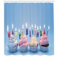 thumbnail image 3 of Ambesonne Blue Shower Curtain, Cupcakes Letter Candles, 69"Wx84"L, Multicolor, 3 of 3