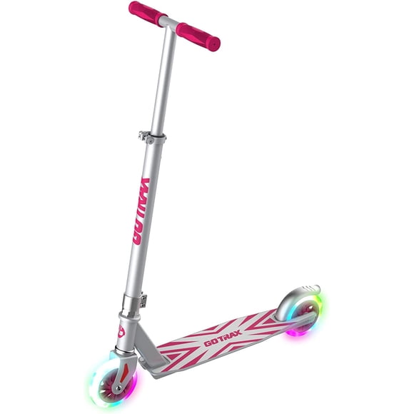 GOTRAX KX5 Kick Scooter, 3 Adjustable Heights and 5" PU Flashing Wheels Kids Scooter, Lightweight (Only 5.15lb) Aluminum Alloy Scooter for Age of 4-9 (Red)