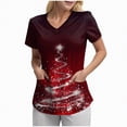 thumbnail image 2 of Towmus Christmas Scrub Tops Woman V Neck Funny Graphic Pattern Short Sleeve Nursing Tops Xmas Holiday Print Fashion Top with Pockets S-3XL, 2 of 6