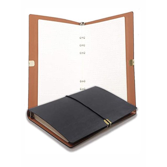 A5 Leather Binder Notebook Diary with Replaceable Paper for Travel Journal Recipe Log and Habit Tracking Ideal for Office and Use - 5 x 8.3 inches