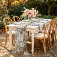 thumbnail image 6 of Tea Time 4.5ft Cheesecloth Table Runner for Wedding 19"x55", Vintage Roses Coffee Cup Romantic French Country Script Kitchen Dinner Sheer Tulle Chiffon Dresser Scarf, Holiday Party Decorations, 6 of 9