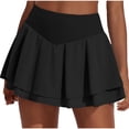 thumbnail image 3 of lcziwo Tennis Skirt for Women Double Ruffle Pleated Golf Skort Casual High Waisted Tummy Control Yoga Athletic Skirts Ofertas de Hoy en Liquidación Black S, 3 of 7