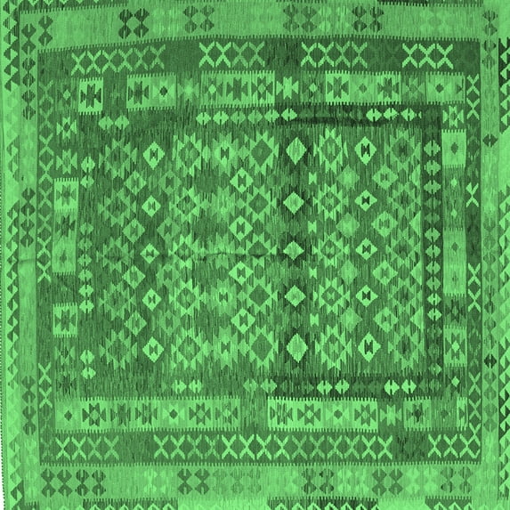 Ahgly Company Indoor Square Southwestern Emerald Green Country Area Rugs, 6' Square