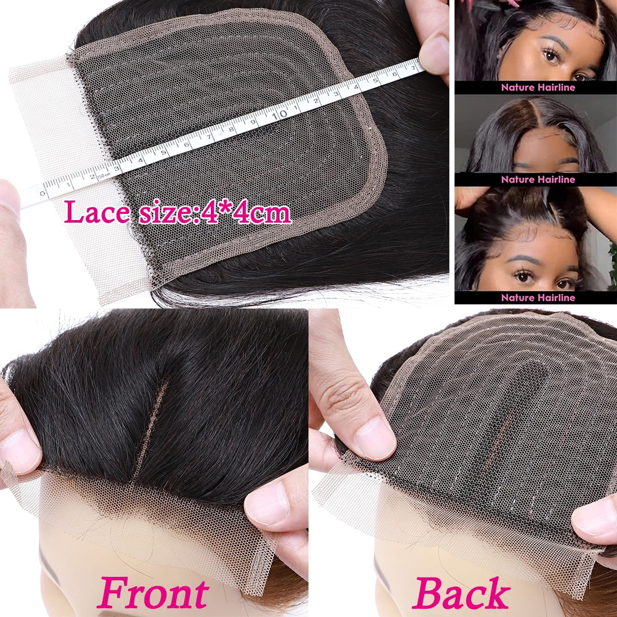 SEGO Body Wave Human Hair Bundles with Closure 100% Unprocessed Virgin Human Hair with 4x4 Middle T Part Lace Closure Natural Black Cleanrance