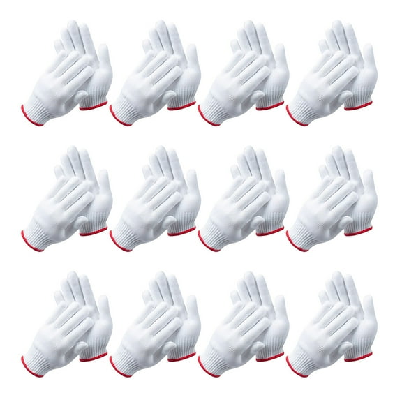 LITINKIMI Gloves for Electrician Nylon White for Construction 12 Pairs