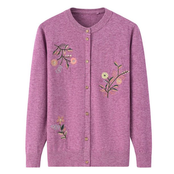 Ropa de primavera y otoño para mujeres de mediana edad, suéter de madre, suéter fino, cárdigan de mujer, abrigo de camisa pequeña de mediana edad y anciana