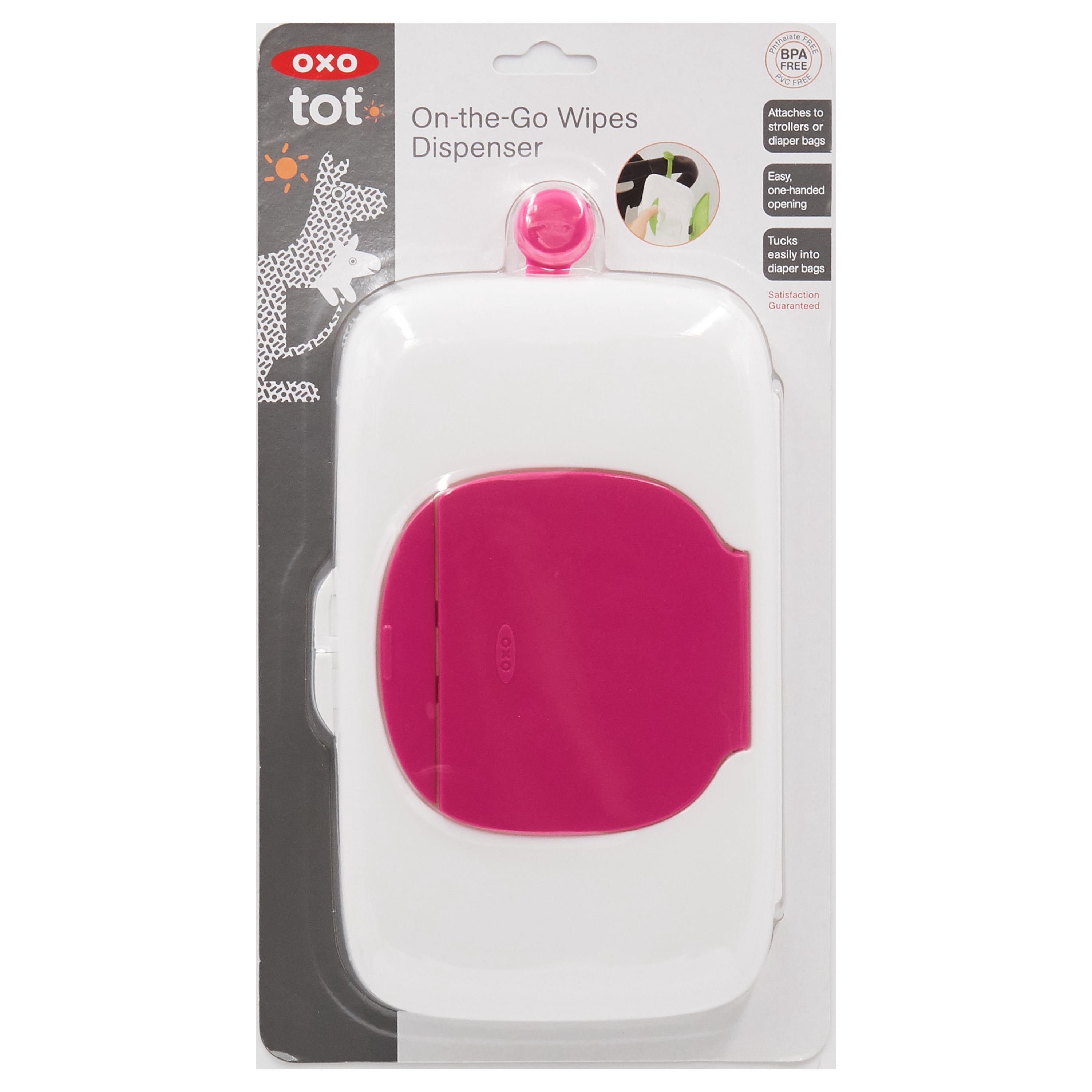 OXO Tot Travel Baby Wipes Dispenser, Pink, 1 Count