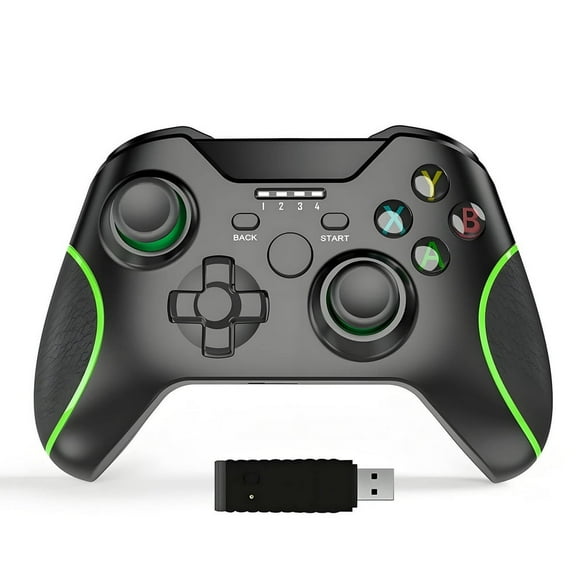 AMERTEER Manette Sans Fil pour Xbox One à Double Moteur de Vibration Manette 2,4 GHz Joystick à Double Vibration avec Récepteur pour /One Elite/Xbox One/One S/One X/PC Windows 10