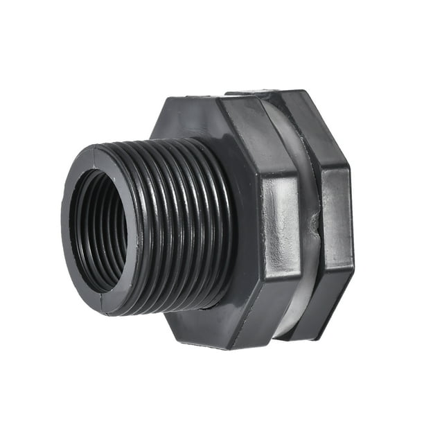 Uxcell G3/4 Female Lengthen Pipe Fitting PVC Bulkhead Fitting with Silicone Gasket Gray