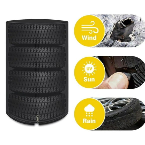 Qaailabf Large Tire Cover for 4 Wheels, Heavy-Duty Weather-Resistant Cloth Tire Storage Cover, Zippered Design, Windproof, Fits Tires Up to 32 Inches, 65x90cm to 82x120cm Sizes