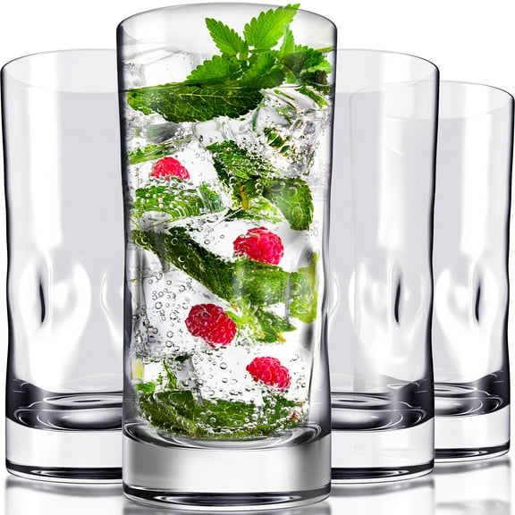 Bravario Unbreakable Plastic Drinking Glasses 17 oz, BPA Free Water Tumblers, Set of 4