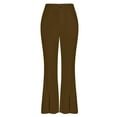 thumbnail image 5 of LLYwey s Yoga Pants Women Ladies Front Split Cropped Pants Suit Pants Ladies High Waisted Flared Pants New Full Length Pants Trousers Regular Fitted Khaki XL, 5 of 8