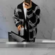 thumbnail image 4 of Ropa de hombre Chaqueta tipo cárdigan con cuello en V Abrigo de punto Suéter masculino a cuadros Elegante informal Manga larga 100% coreano Otoño 2024 Clásico A, 4 of 5