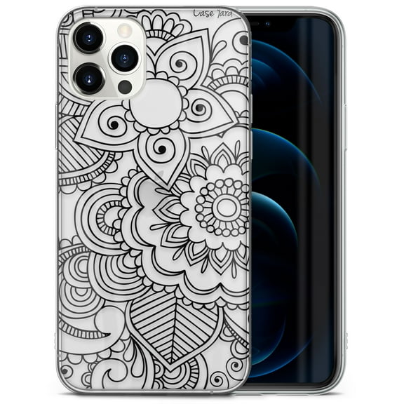 Case Yard iPhone-12-Pro-Max Case Clear Soft & Flexible TPU Ultra Low Profile Slim Fit Thin Shockproof Transparent Bumper Protective Cover Drop Protective Cell Phone Cases (Henna Mehndi)