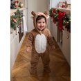 thumbnail image 4 of RUINIXCW Newborn Baby Girl Boy Christmas Reindeer Costume Kid Infant Fall Winter Outfit Fleece Snowsuit Footed Jumpsuit Long Sleeve Hooded Zip Romper, 4 of 10