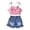 Pink, variant on Girls Summer Clothes 2 Piece Cute Outfits Kids Sleeveless Ruffle Top and Denim Shorts Clothing Set 6-12 Months Girls Outfits