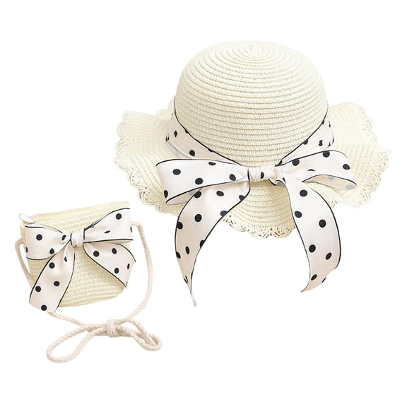 Zanarzt Straw Hats for Kids Kids Summer Straw Hat for Baby Toddler Beach Sun Hat Breathable Cool Floppy Hats with Bag White,One Size