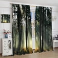 thumbnail image 4 of Natural Scenery Curtains, Misty Forest Red Maple Grass Jungle Pattern Print Window Decoration for Bedroom Living Room Thermal Insulation Curtains 42x63 Inches, 4 of 6