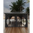 thumbnail image 6 of Twister.CK 10x12ft Hardtop Double Roof Gazebo, Outdoor Galvanized Iron Aluminum Frame with Netting and Curtains, Gray, 6 of 7