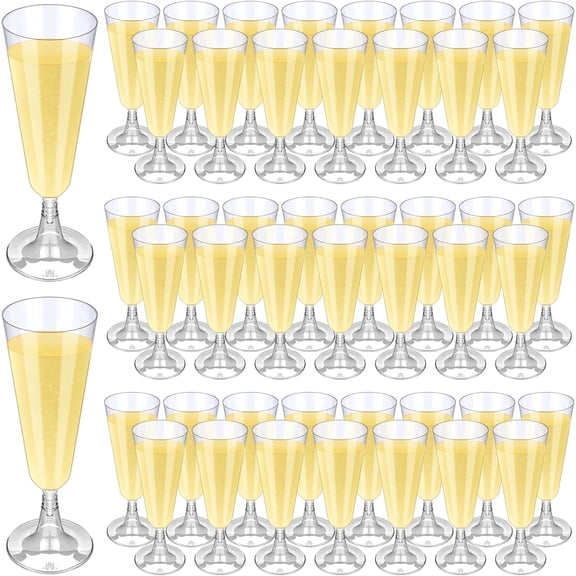 40 Pack Plastic Champagne Flutes,4.5 oz Disposable Champagne Glasses,Clear Plastic Toasting Glasses for Parties Toasting Birthday Wedding Party Cocktail Cups Bulk