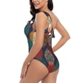 thumbnail image 4 of Sikiie Autumn Leaves Print Women One Piece Swimsuits Tummy Control One Shoulder Bathing Suits Ruffle Swimwear, From S to XXL-Small, 4 of 6