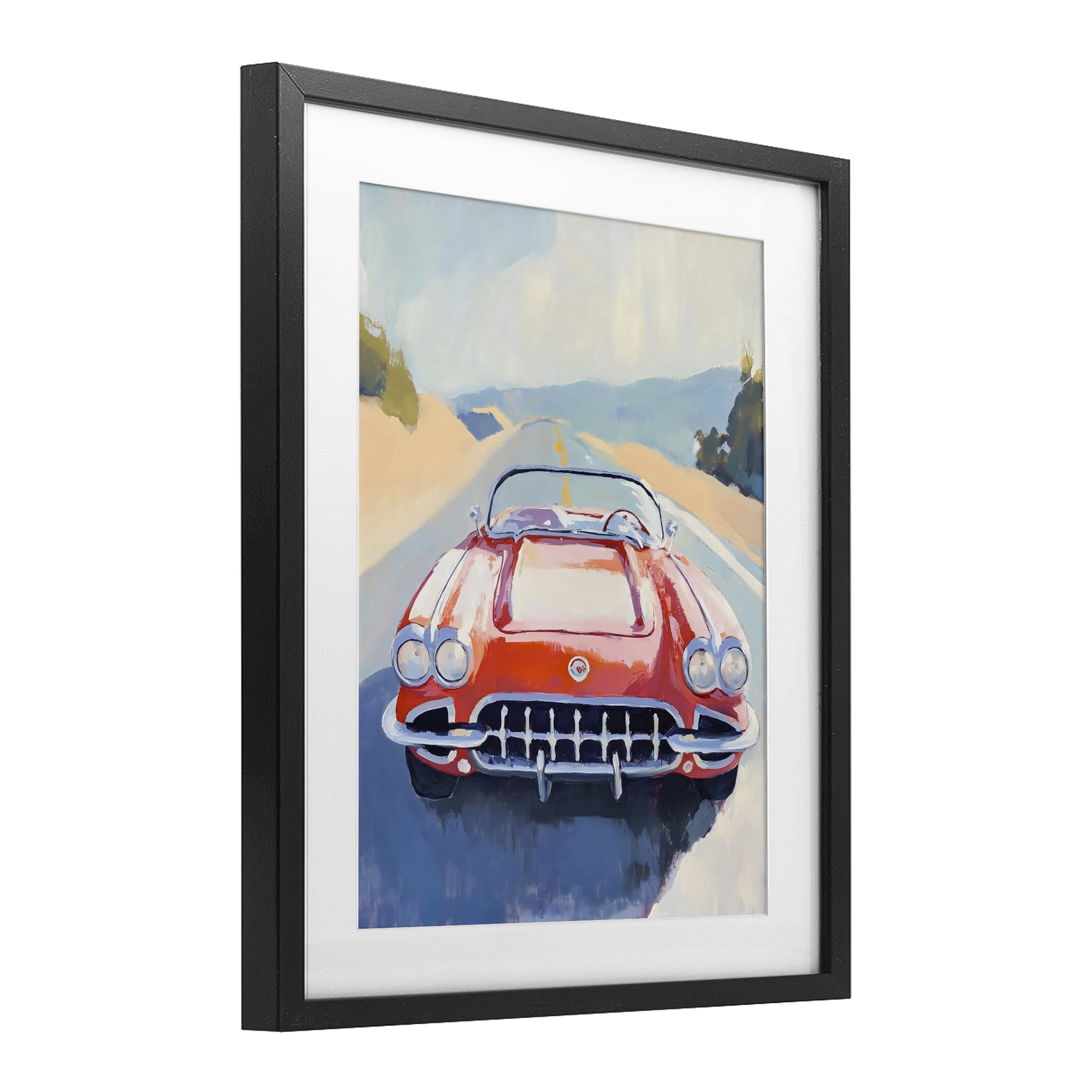 Stupell Industries Red Sports Car on Journey Black Framed Print Under Glass, design by The Prints Vibe