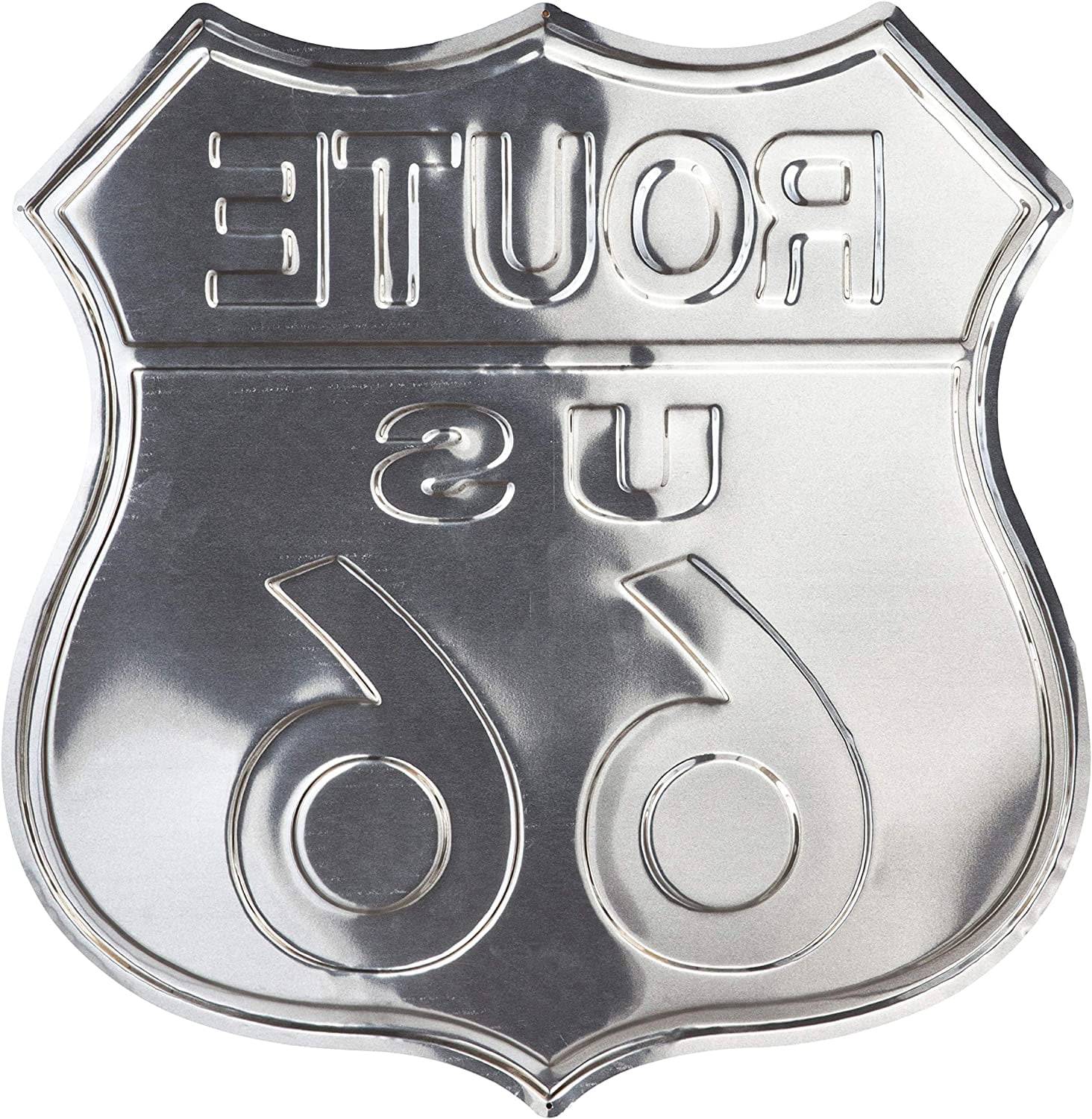 Large Embossed Aluminum Die Cut Route 66 Sign
