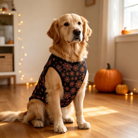 Halloween Dog Clothes Dog Halloween Shirts Tank Tops with Claw Spider Net Pumpkin Patterns Pet Halloween Costumes Puppy Shirt Vest for Small Medium Dogs