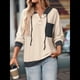 thumbnail image 5 of Sudadera con Capucha para Mujer 2025, Cuello Abotonado, Cordón Ajustable, Sudadera Informal de Larga, Camisetas. Albaricoque XL, 5 of 9