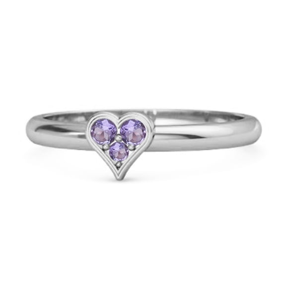 Mooneye Sparkling Heart Shaped 0.60 Ct Amethyst 925 Sterling Silver Valentines Day Gifts Ring