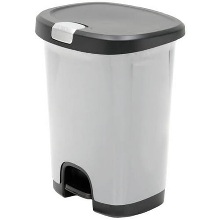 Hefty 7-Gal Textured Step-On Trash Can with Lid Lock and Bottom Cap ...