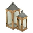 thumbnail image 2 of Cheungs Brown Solid Wood and Glass Lanterns (Set of 2) - L: 9.5 x W: 9.5 x H: 23, 2 of 6