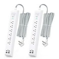 thumbnail image 1 of Cable de extensión Power Strip de 10 pies, 6 enchufes, 4 USB Mifaso, paquete de 2, 1 of 7