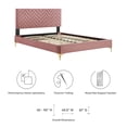 thumbnail image 6 of Modway Leah Chevron Tufted Performance Velvet King Platform Bed in Dusty Rose, 6 of 8