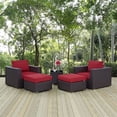 thumbnail image 3 of Hawthorne Collection 5 Piece Patio Sofa Set in Espresso and Red, 3 of 6